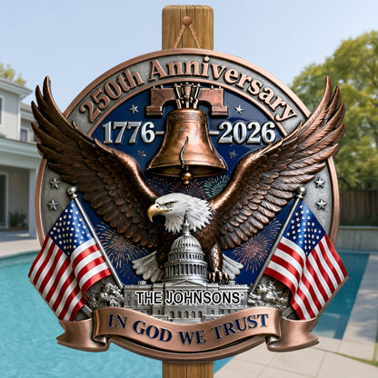 Personalized Patriotic Wood Sign personalization view for Family