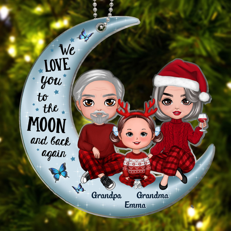 Personalized Love You to the Moon Acrylic Ornament - Custom Christmas Gift For Grandparents