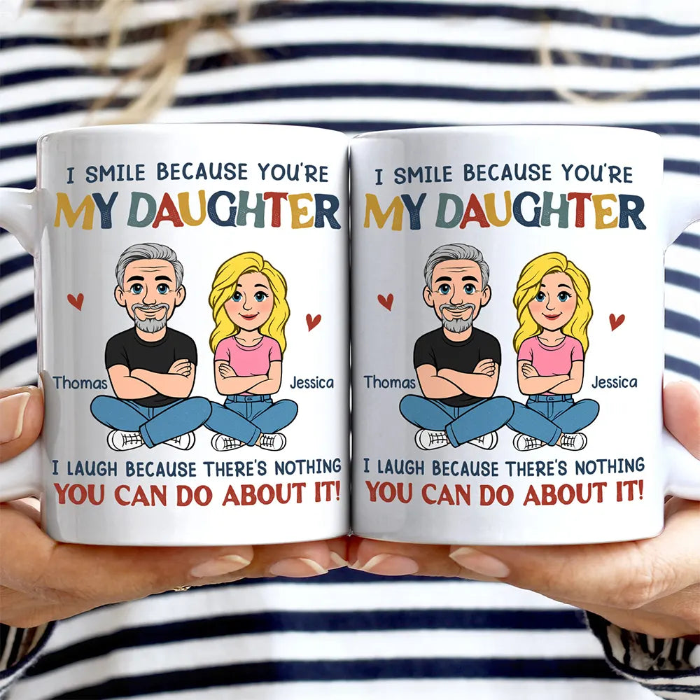 Gift For Wife,Gift For Mother,Mom - Sons,Gift For Daughter,Mom - Daughters (Adult),Dad - Daughters (Adult),Dad - Sons,Gift For Son,Funny - I Smile Because You Are My Daughter Son Retro - Personalized Mug