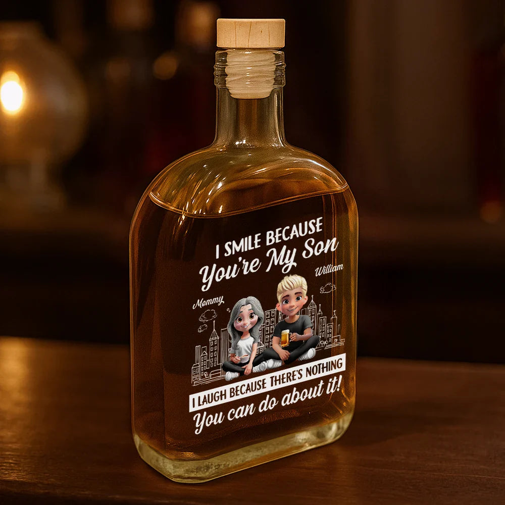 Dad - Sons, Gift For Son, Mom - Sons, Happy - I Smile Because You're My Son - Personalized Whiskey Bottle