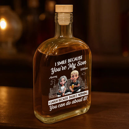 Dad - Sons, Gift For Son, Mom - Sons, Happy - I Smile Because You're My Son - Personalized Whiskey Bottle