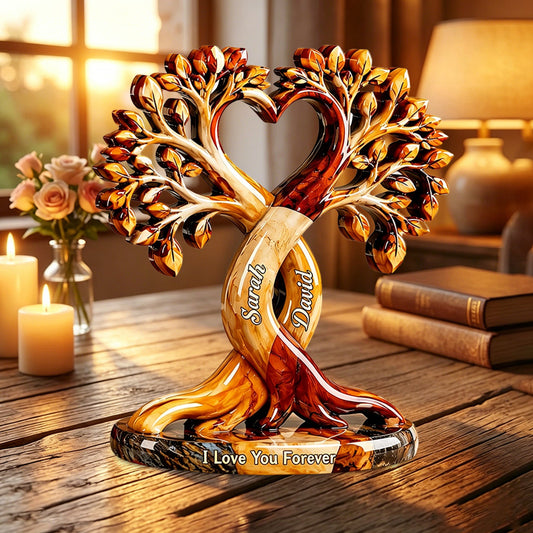 Personalized Couple Heart Tree Plaque for Wife with personalized design details for meaningful gifting