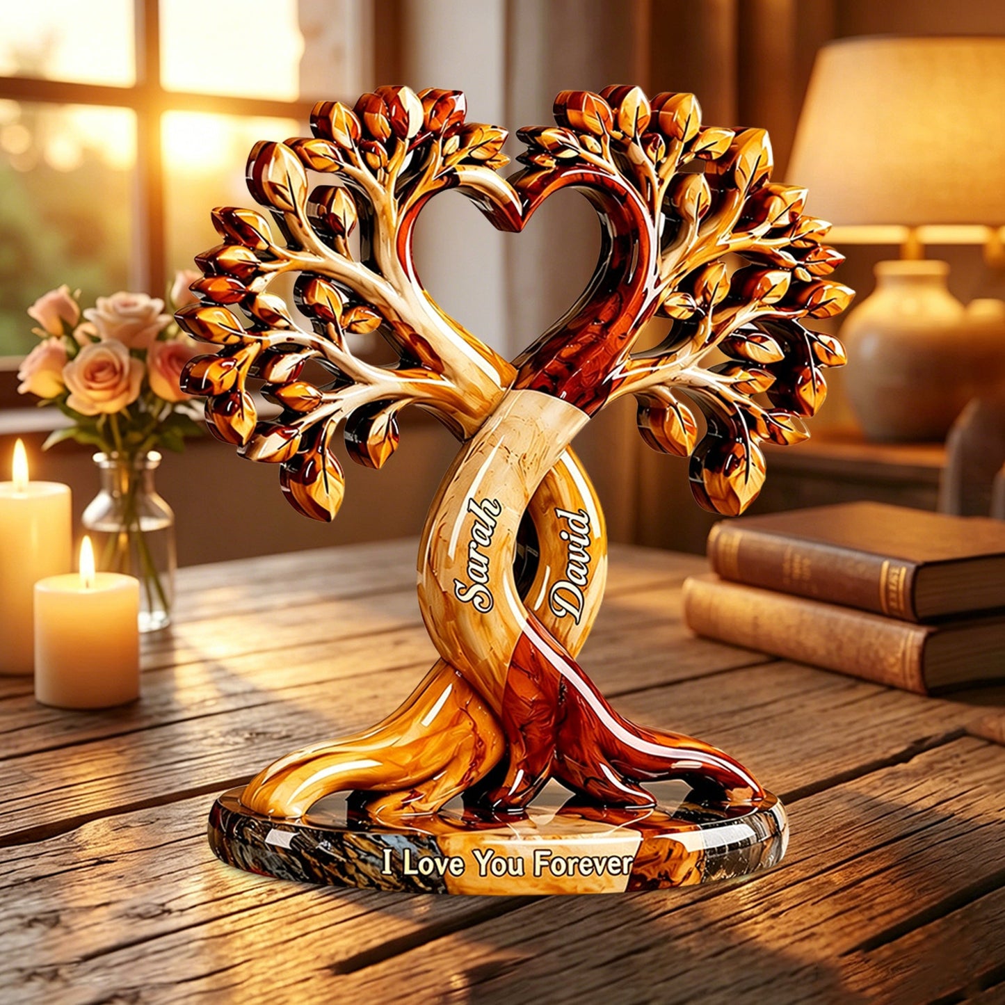 Personalized Couple Heart Tree Plaque for Wife with personalized design details for meaningful gifting
