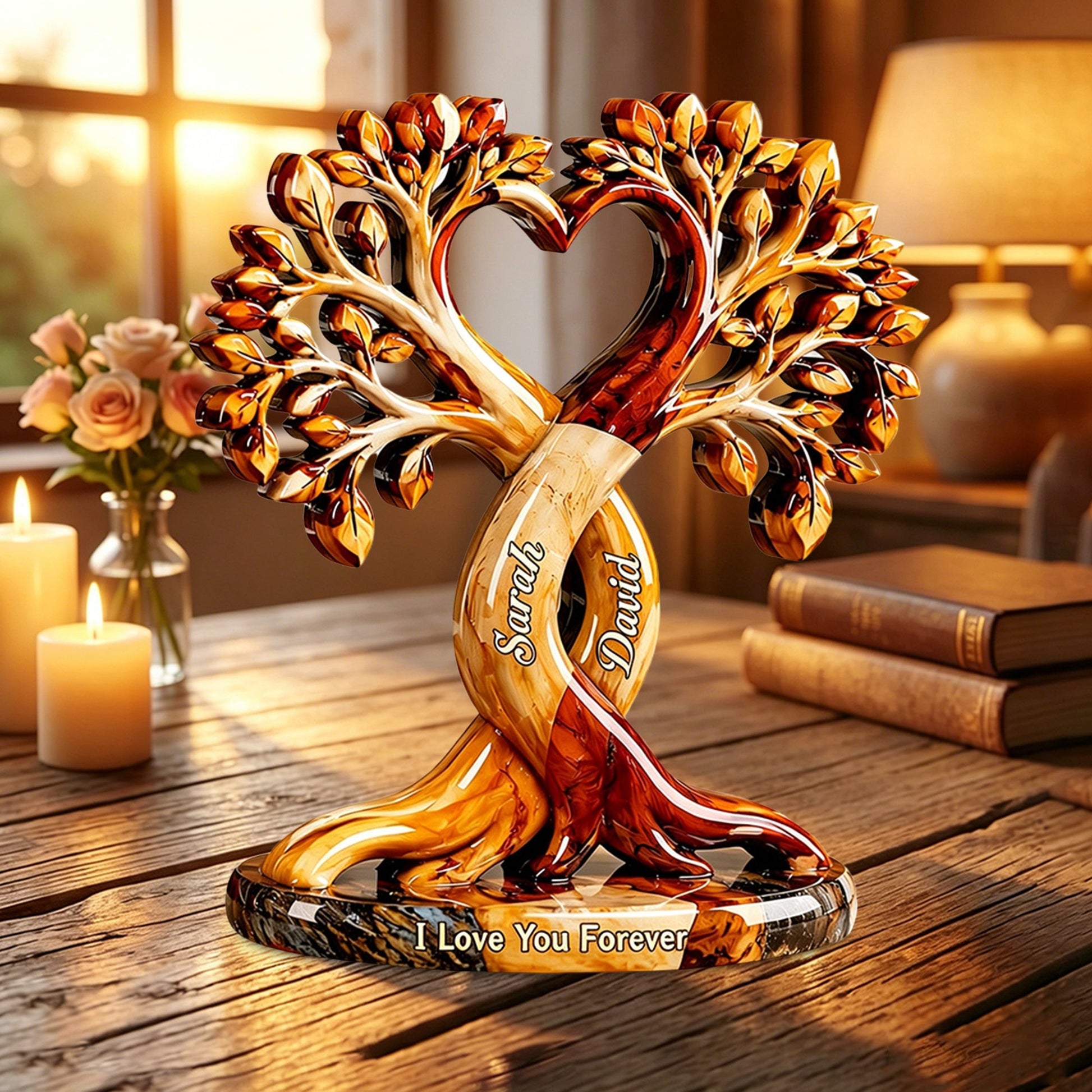 Personalized Couple Heart Tree Plaque for Wife with personalized design details for meaningful gifting