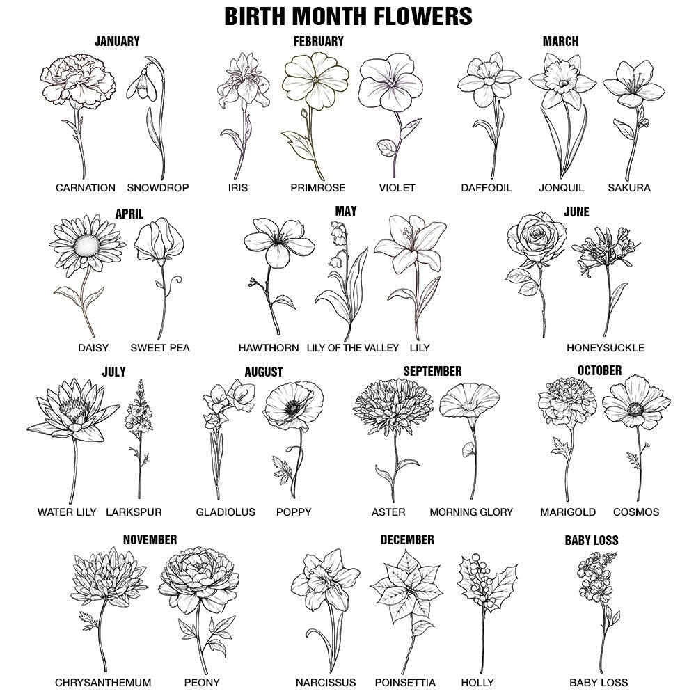 Sketch Girl Bloom Where You're Planted - Personalized Birth Month Flowers Tumbler With Straw