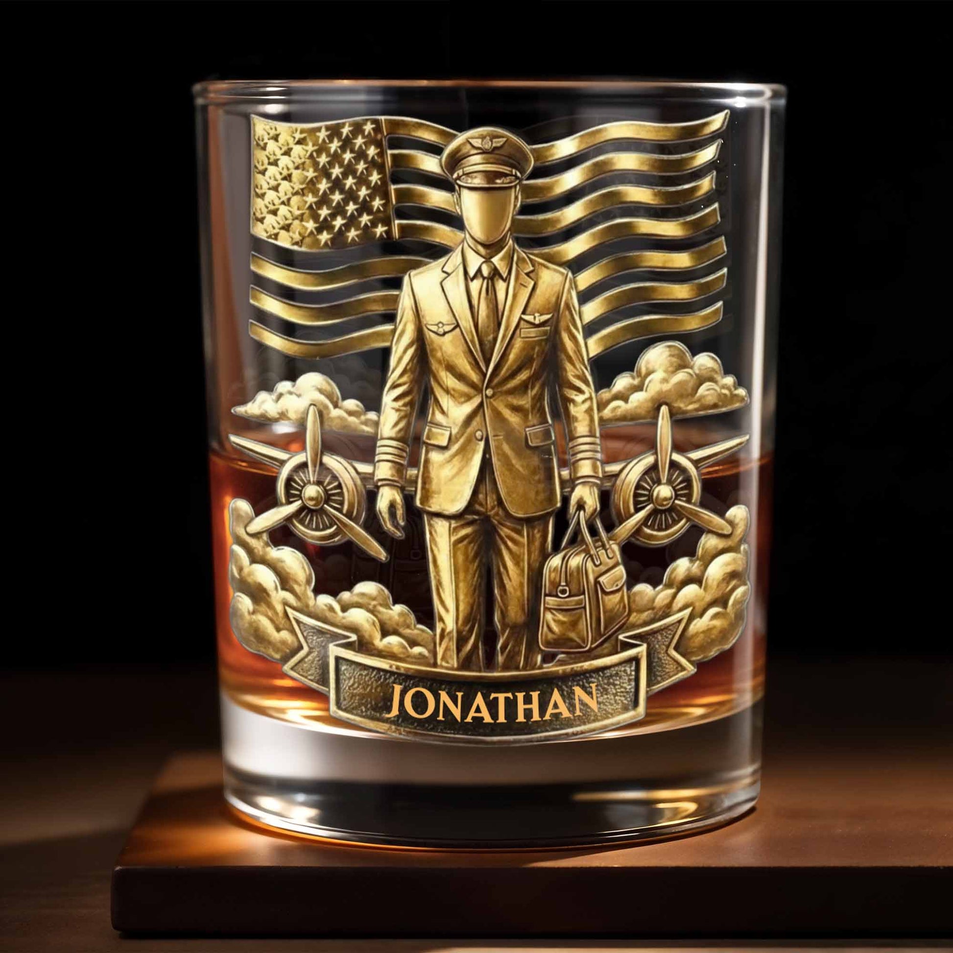 Personalized Pilot Whiskey Glass - Custom Aviator Gift for Him