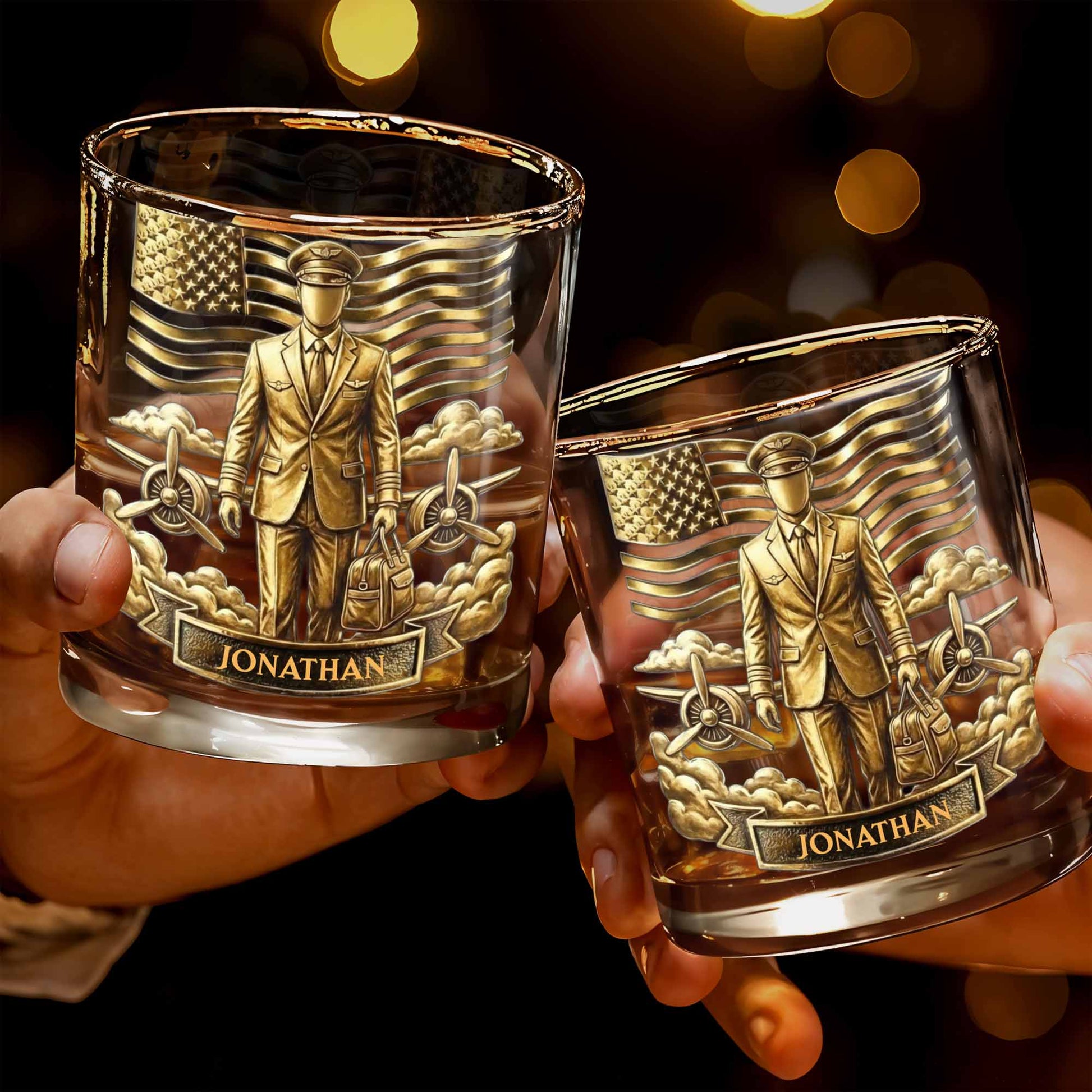 Personalized Pilot Whiskey Glass - Custom Aviator Gift for Him