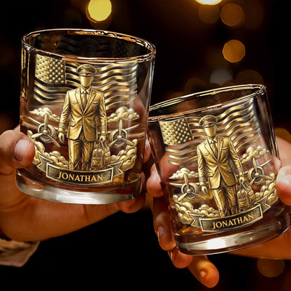 Personalized Pilot Whiskey Glass - Custom Aviator Gift for Him