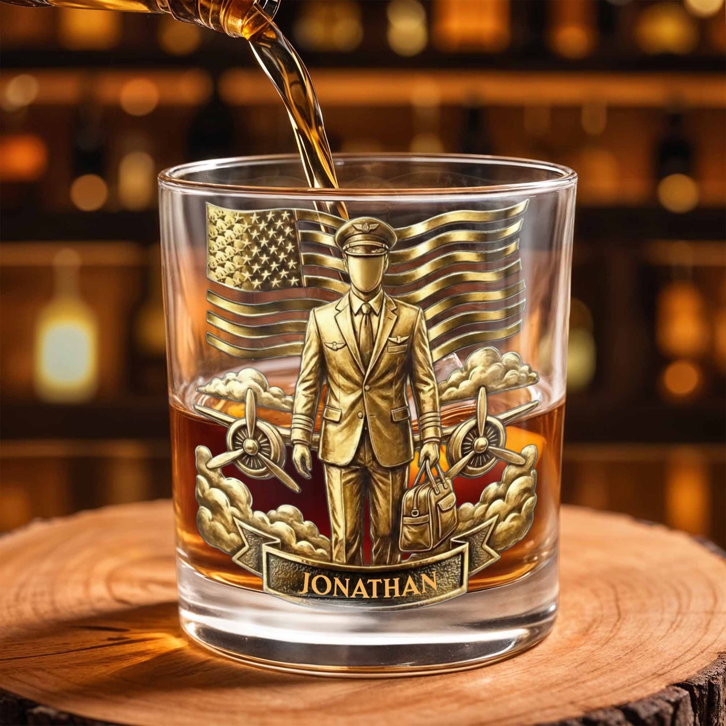 Personalized Pilot Whiskey Glass - Custom Aviator Gift for Him