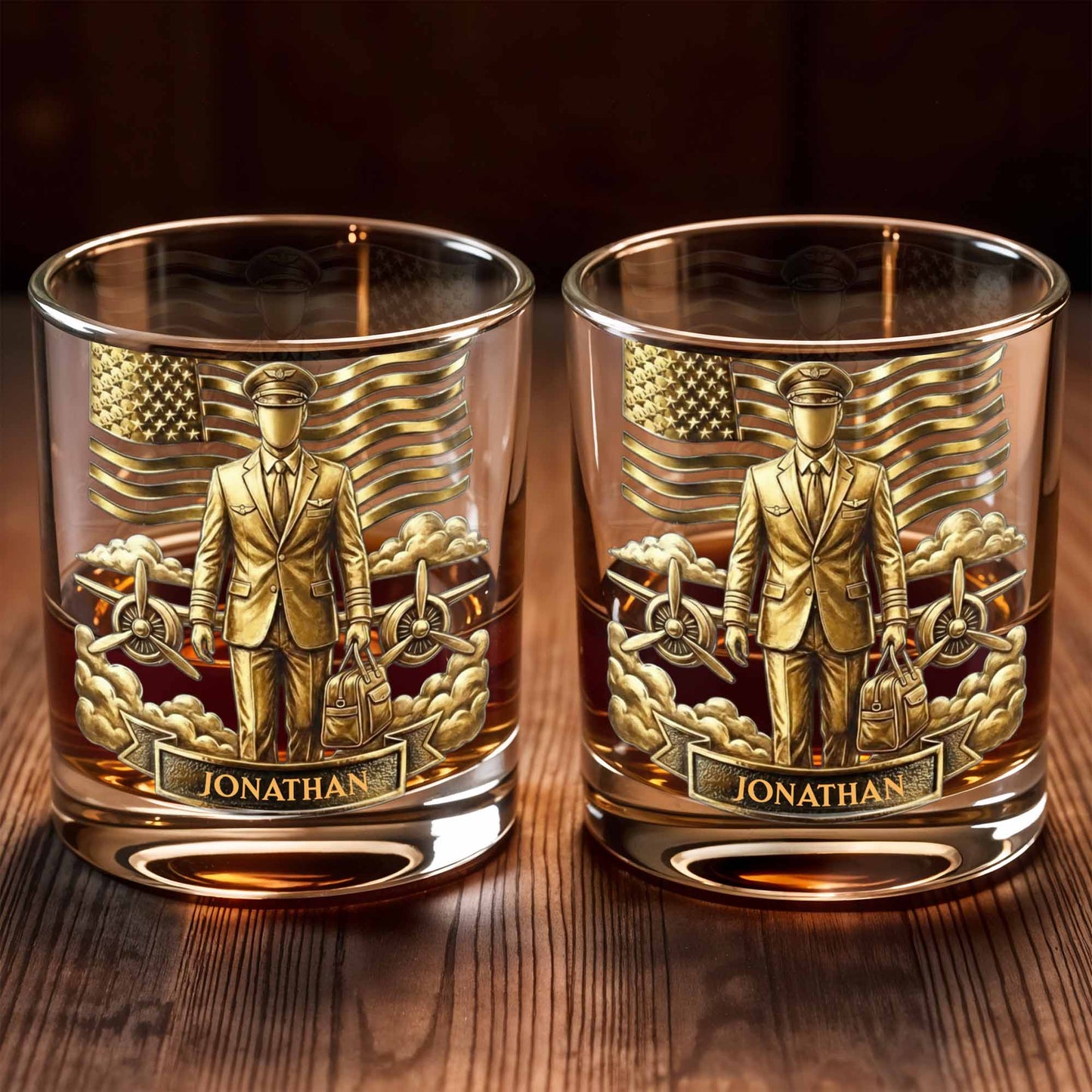 Personalized Pilot Whiskey Glass - Custom Aviator Gift for Him
