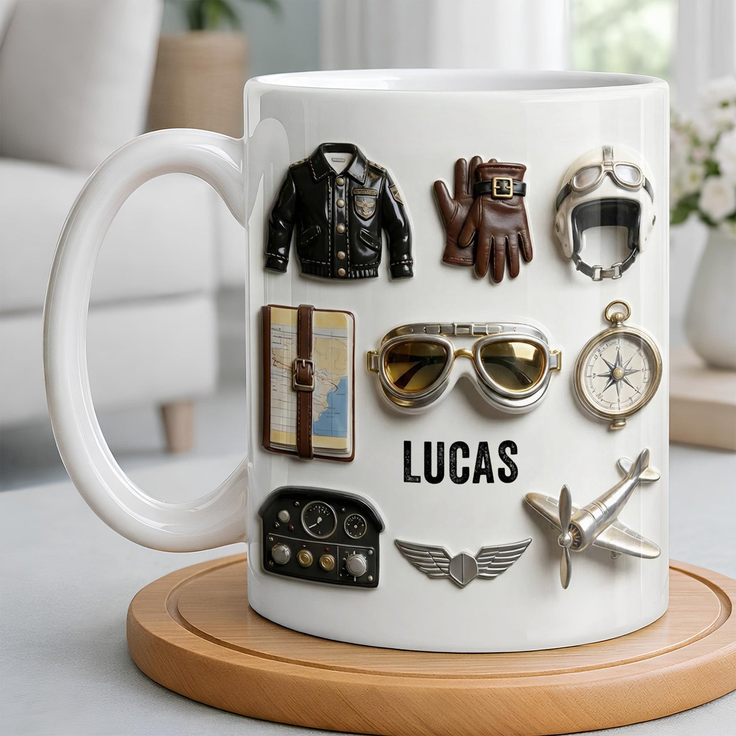 Personalized Pilot Mug personalization view for Dad