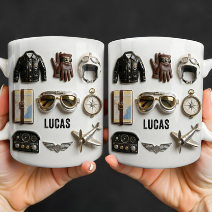 Mug material and size view - Personalized Pilot Mug