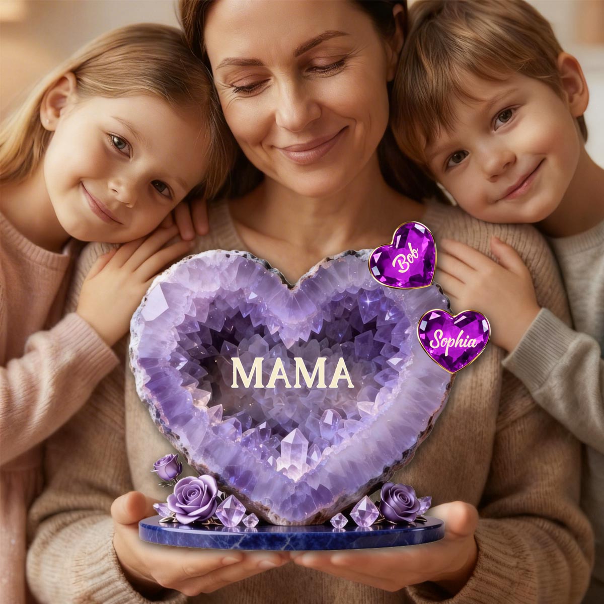 Personalized Mommy Heart Acrylic Plaque - Custom Gifts For Mom