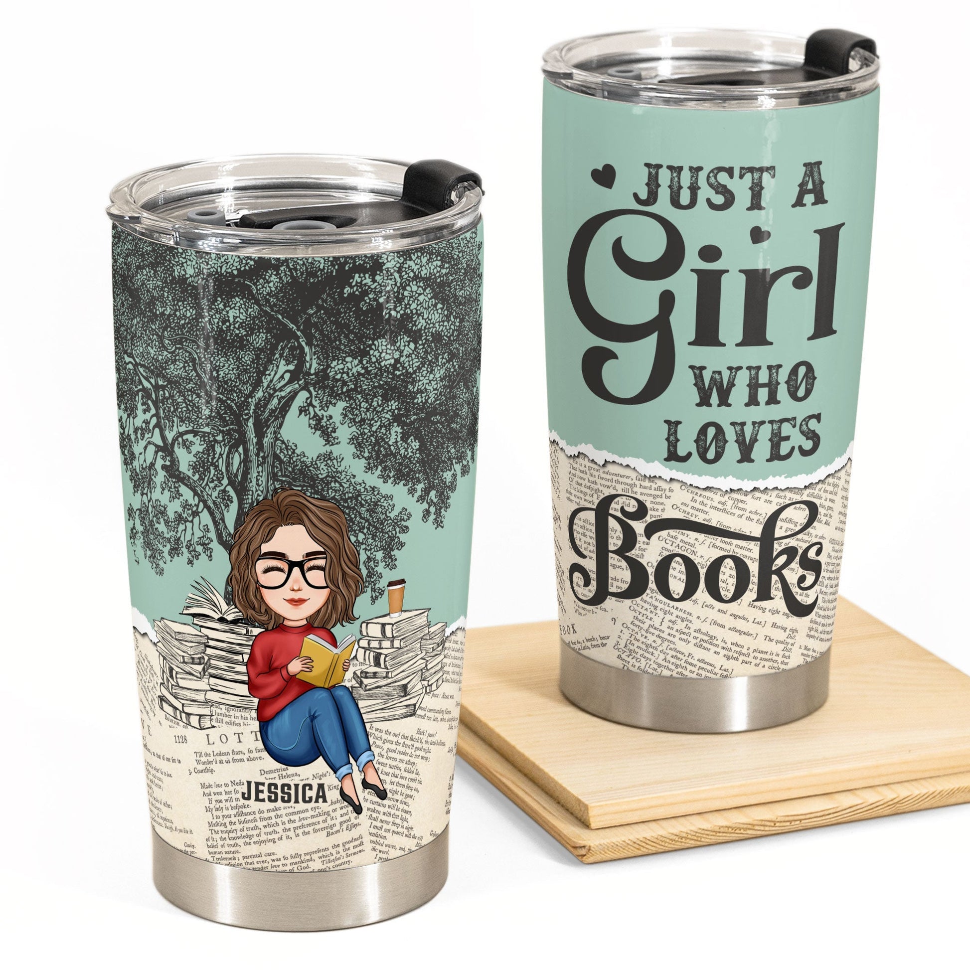 Just A Girl Who Loves Books - Personalized Tumbler Cup - Birthday, Loving Gift For Book Lovers, Bookworms, Book Nerds