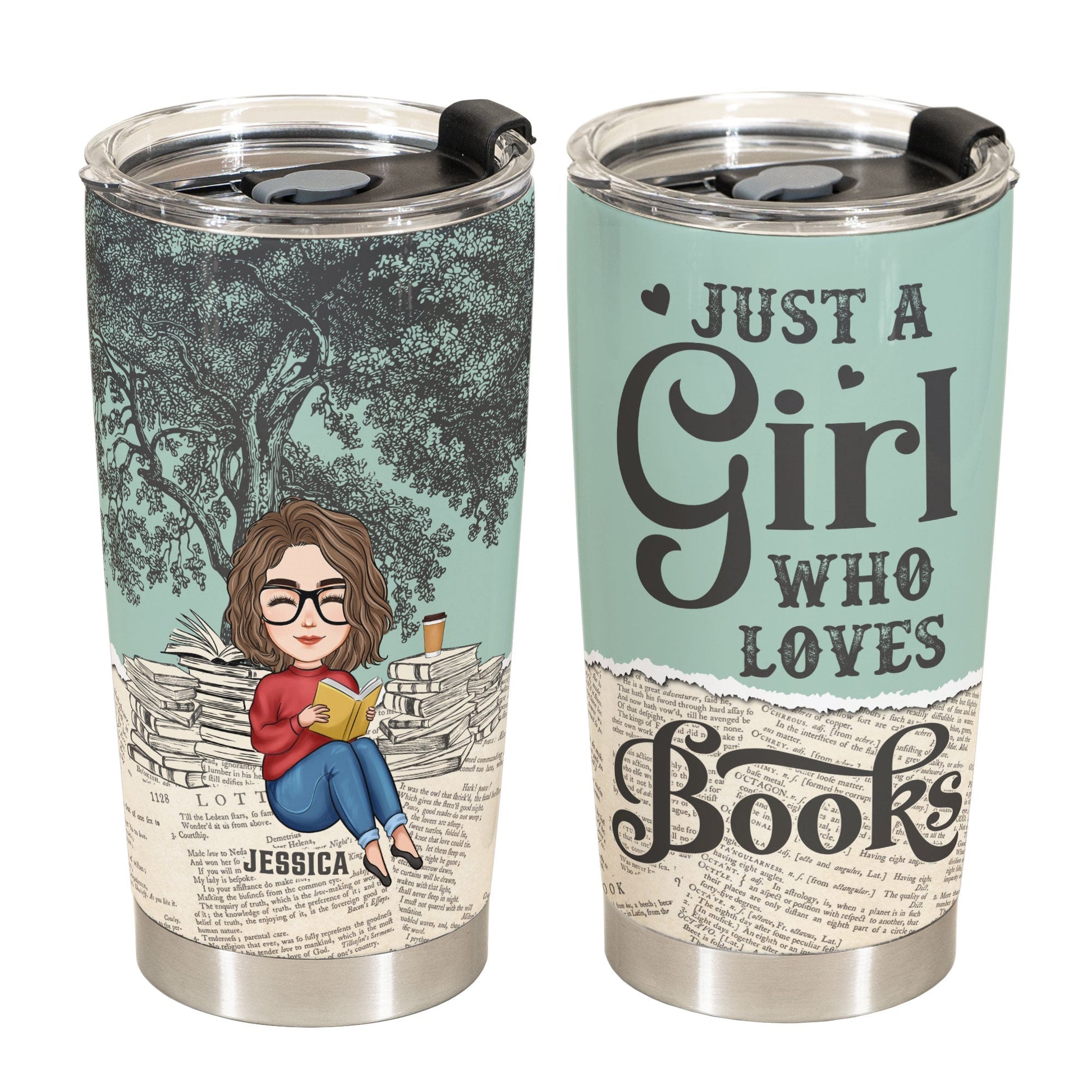 Just A Girl Who Loves Books - Personalized Tumbler Cup - Birthday, Loving Gift For Book Lovers, Bookworms, Book Nerds