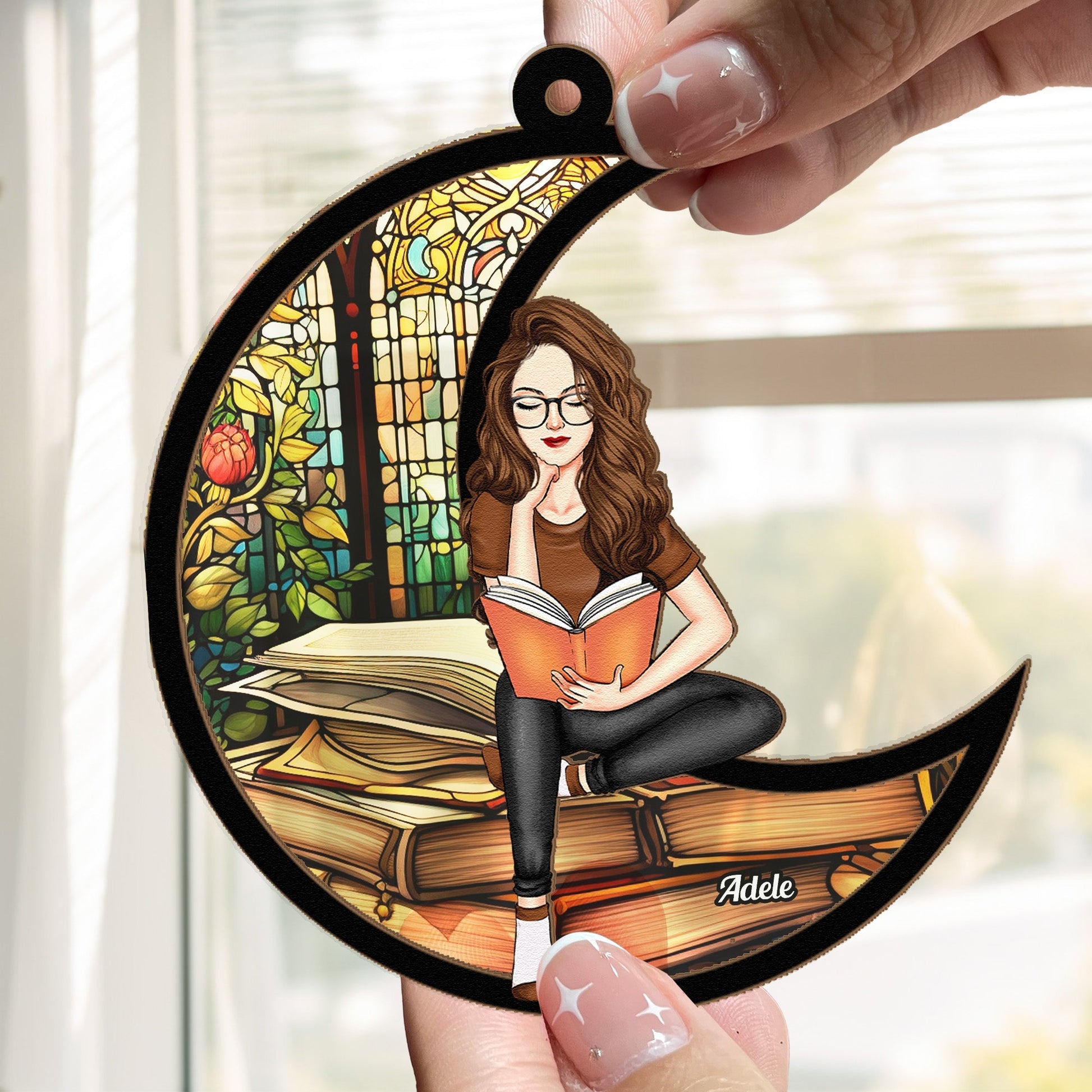 Just A Girl Who Loves Books - Personalized Window Hanging Suncatcher Ornament