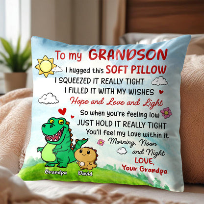 Grandson's Soft Pillow Filled With Wishes And Love
