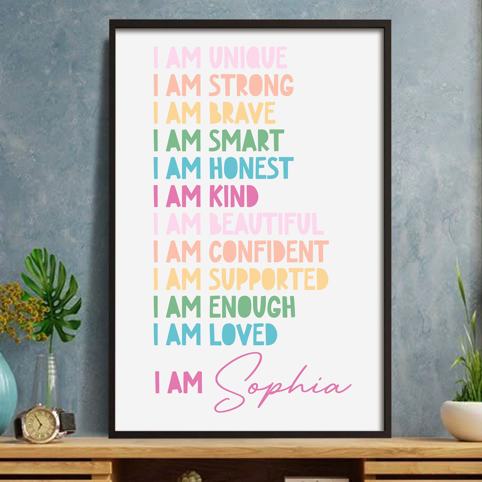 I Am Unique, I Am Strong, Inspirational Words Poster
