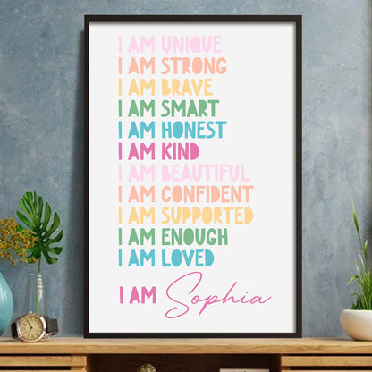 I Am Unique, I Am Strong, Inspirational Words Poster