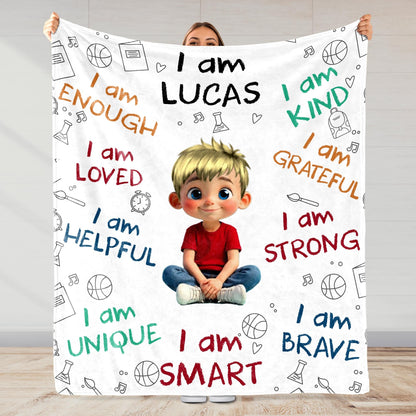 I Am Strong, Brave And Unique, Cartoon Girl Blanket