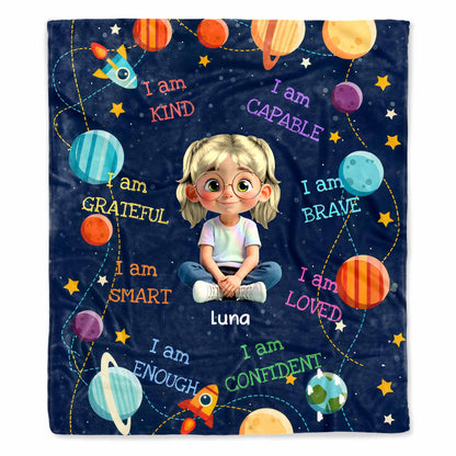 I Am Kind, Capable, Grateful, Smart, Loved, Confident Girl and Universe Design
