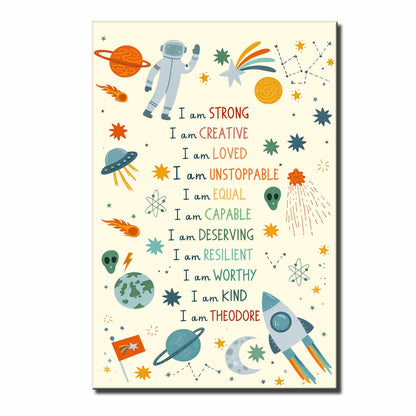 Custom Kids Space Affirmations Poster for Kids/Babies with personalized design details for meaningful gifting image 6