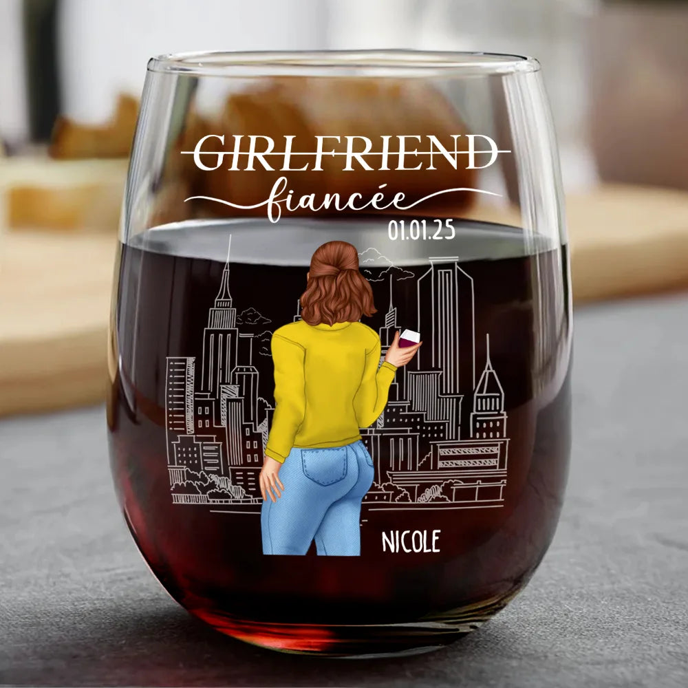 Couple Boyfriend Fiance Girlfriend Fiancee - Personalized Combo Wine & Beer Glass