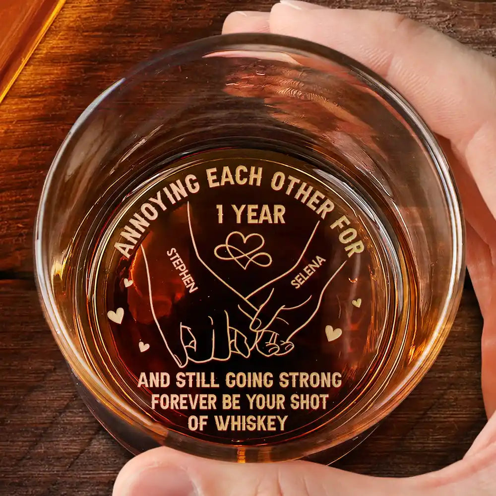 Custom Annoying Each Other Whiskey Glass personalization view for Couples