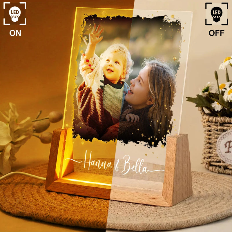Mother And Daughters Forever Linked Together - Personalized Custom Photo Night Light