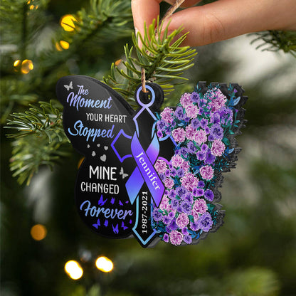 The Moment Your Heart Stopped - Memorial Gift - Personalized Custom Butterfly Acrylic Ornament