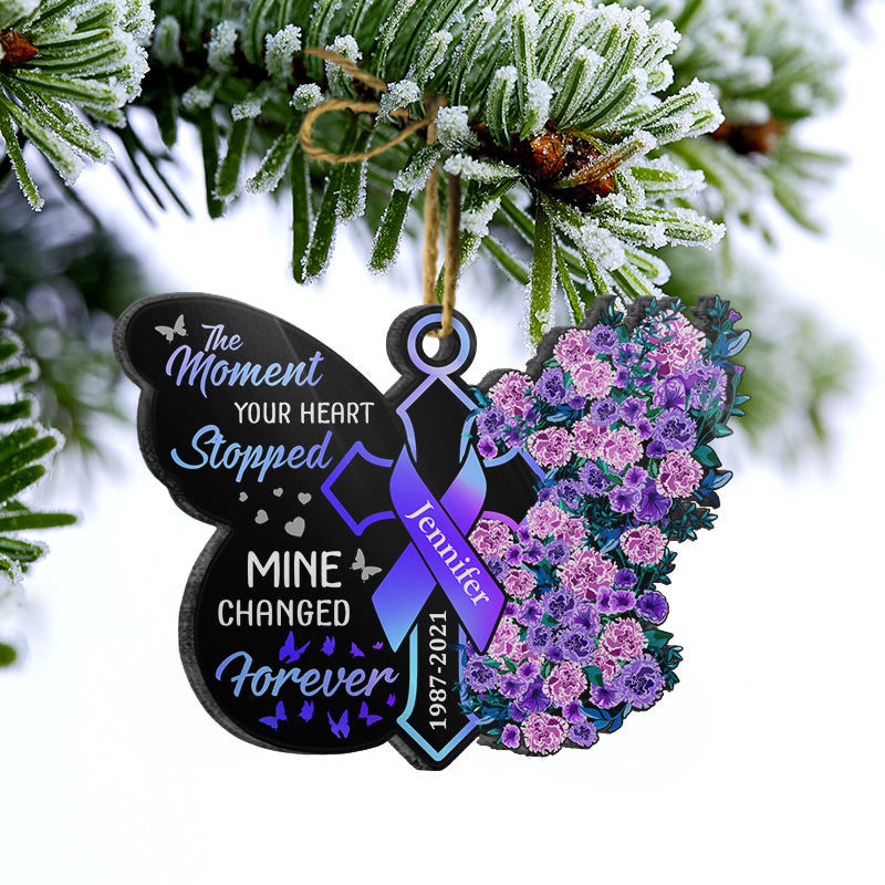 The Moment Your Heart Stopped - Memorial Gift - Personalized Custom Butterfly Acrylic Ornament