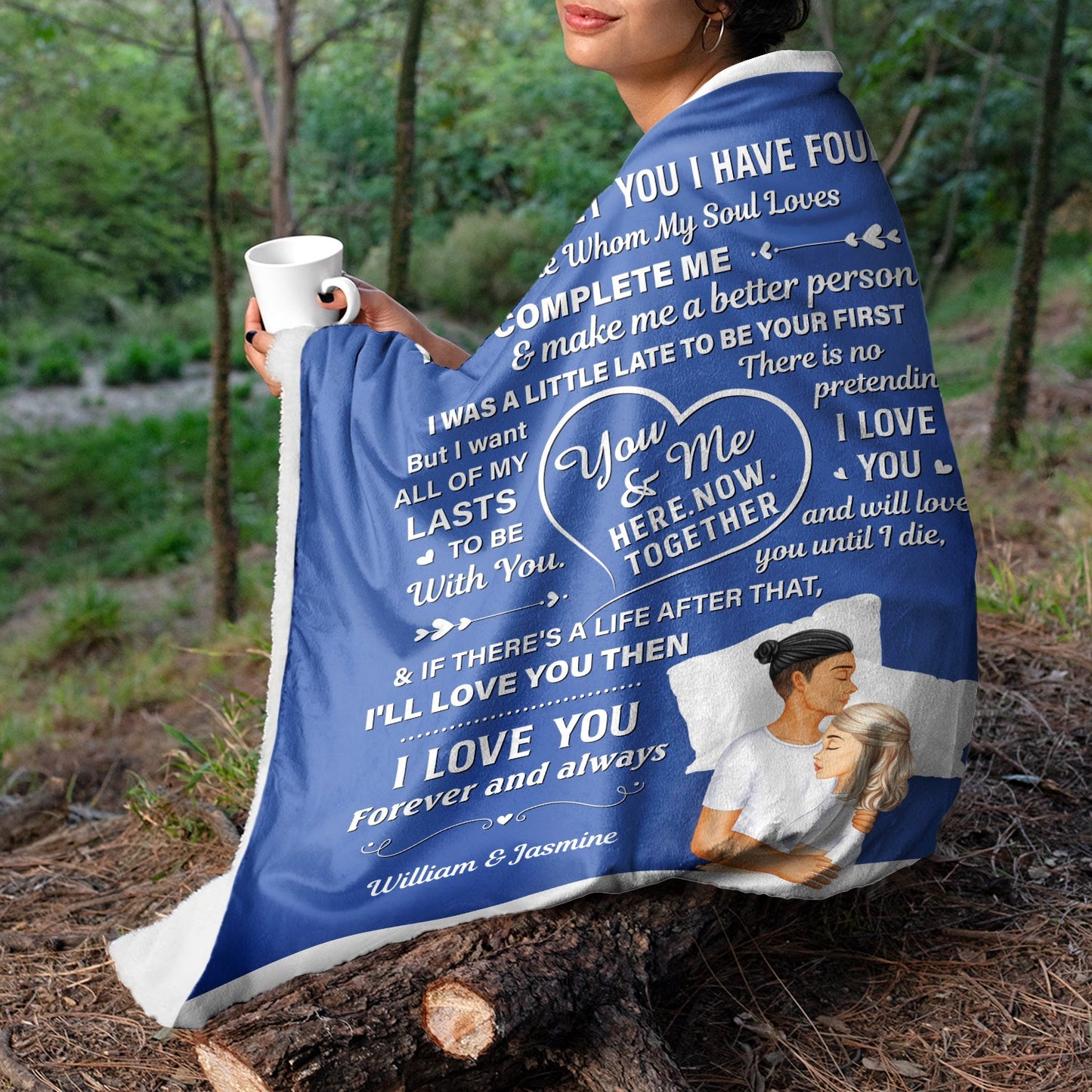 You And Me Here Now Together - Gift For Couples - Personalized Custom Fleece Blanket