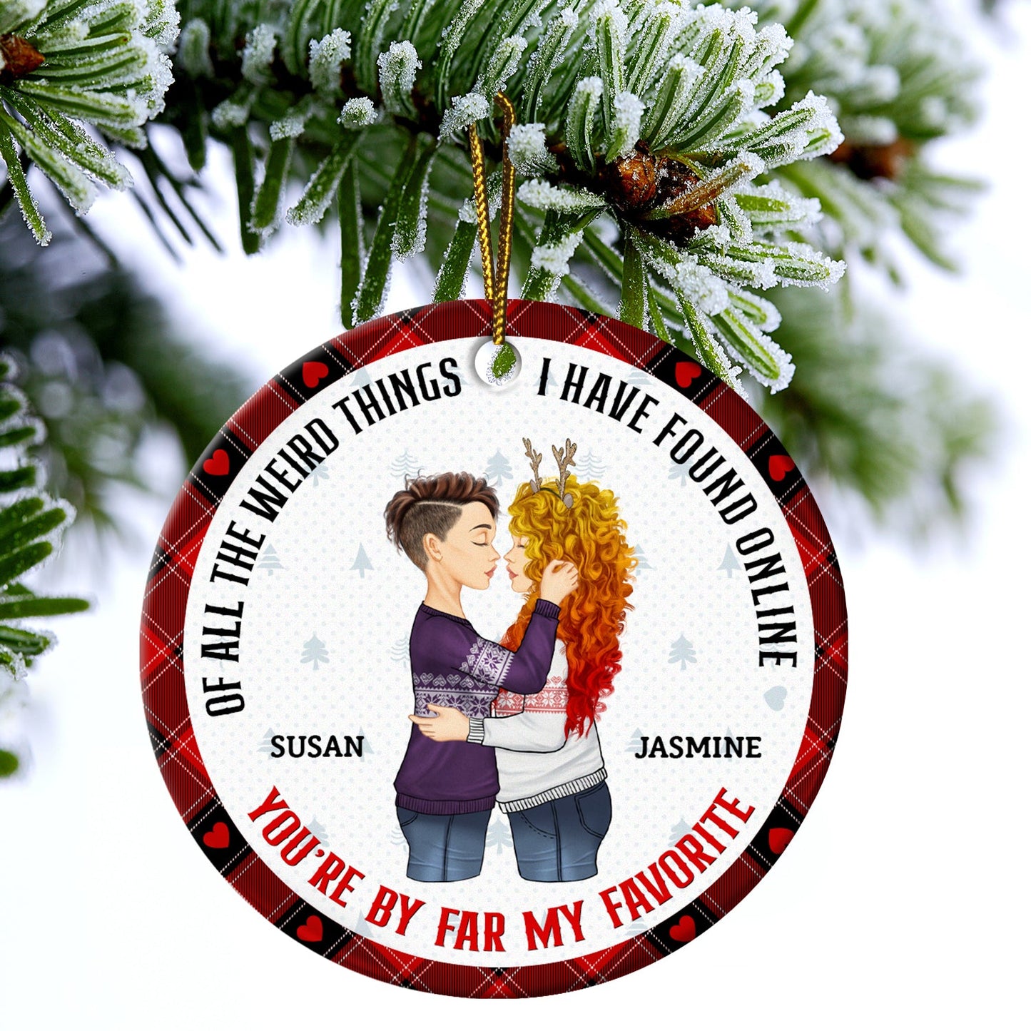 Christmas Couple You Are My Favorite By Far - Gift For Couples - Personalized Circle Ceramic Ornament