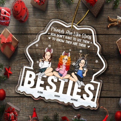 Christmas Friends Are Like Stars - Gift For Bestie - Personalized Custom Shaped Acrylic Ornament