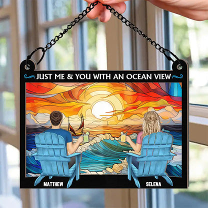 Couple Beach You & Me With An Ocean View - Personalized Window Hanging Suncatcher Ornament