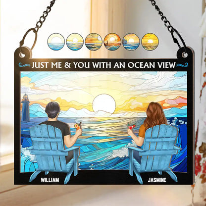 Couple Beach You & Me With An Ocean View - Personalized Window Hanging Suncatcher Ornament