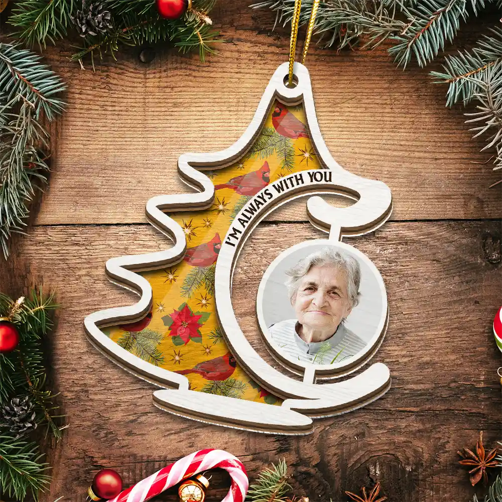 Custom Photo Memorial Christmas Tree Always With You - Personalized Suncatcher Ornament