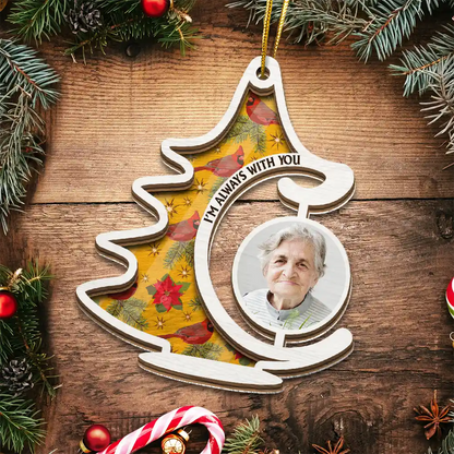 Custom Photo Memorial Christmas Tree Always With You - Personalized Suncatcher Ornament