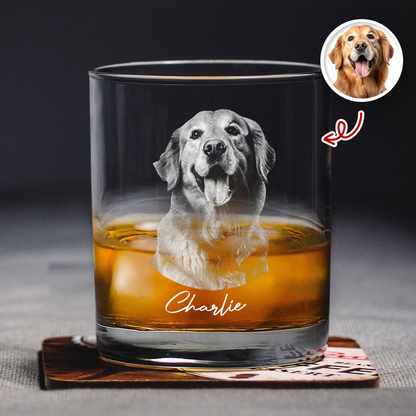 Personalized Custom Dog Photo Engraved Whiskey Glass - Gift For Dog Lovers
