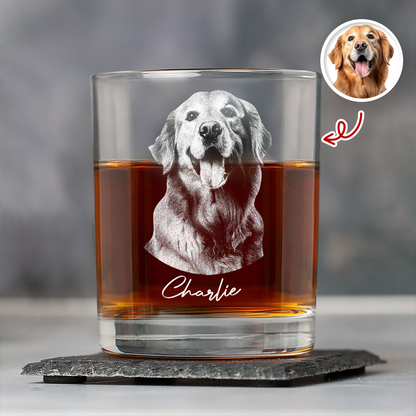 Personalized Custom Dog Photo Engraved Whiskey Glass - Gift For Dog Lovers