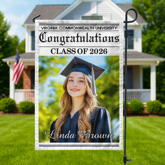 Class of 2026 Garden Flag - Custom Photo Newspaper Style | Graduation Party Decor