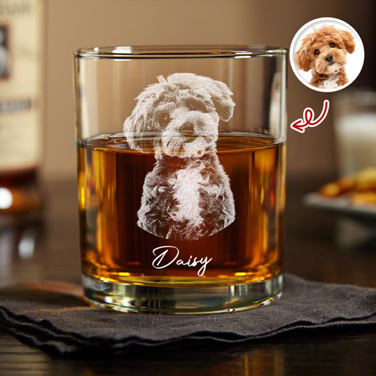 Personalized Custom Dog Photo Engraved Whiskey Glass - Gift For Dog Lovers
