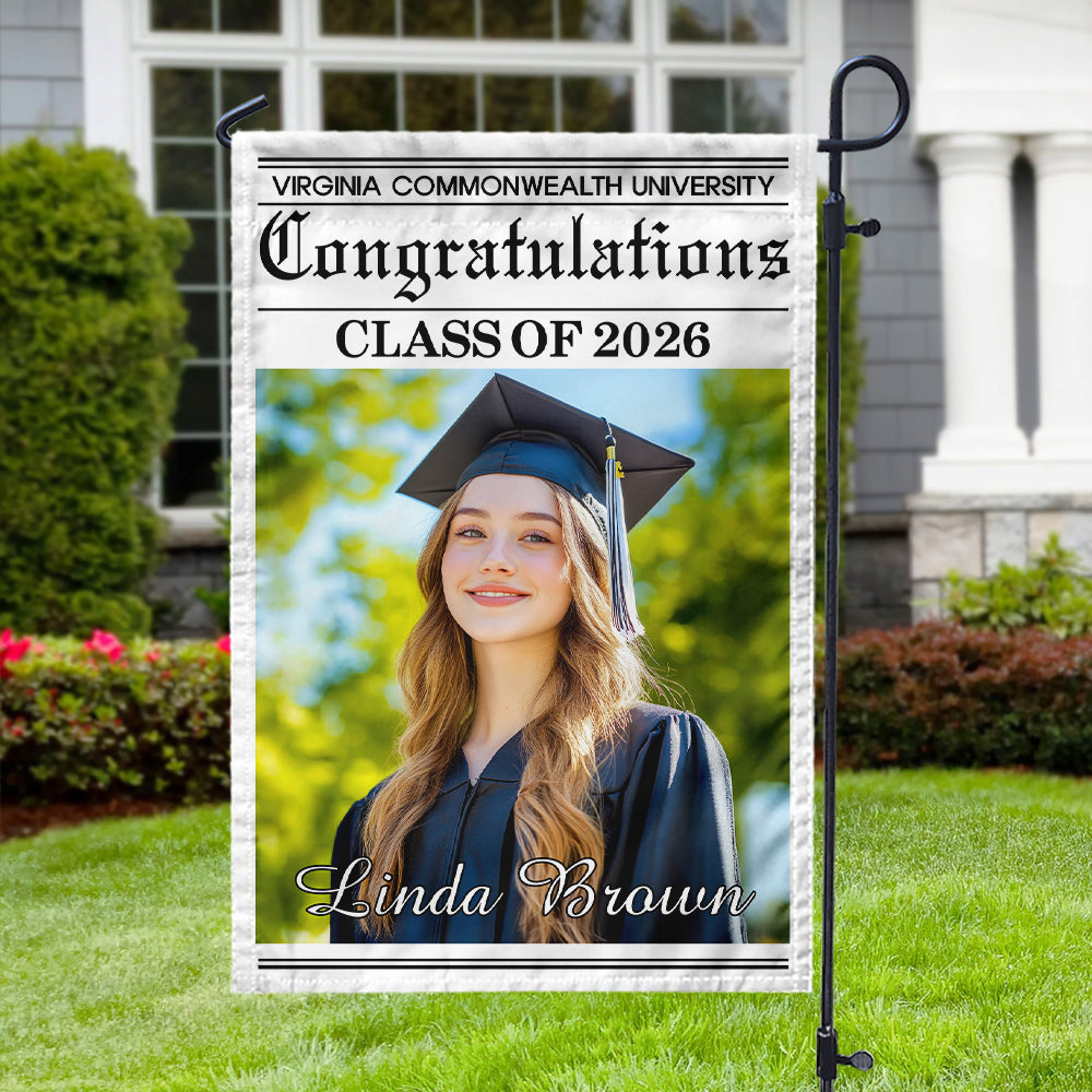 Class of 2026 Garden Flag - Custom Photo Newspaper Style | Graduation Party Decor