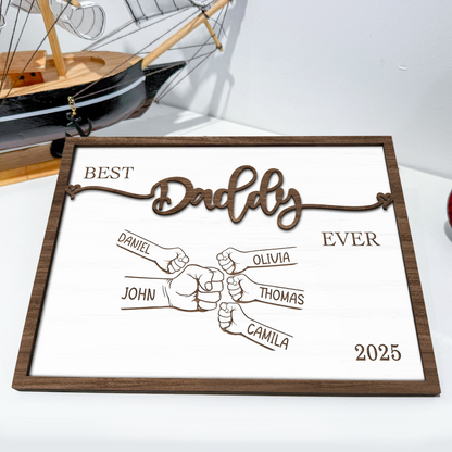 Best Dad Ever - Personalized 2-Layered Wood Plaque