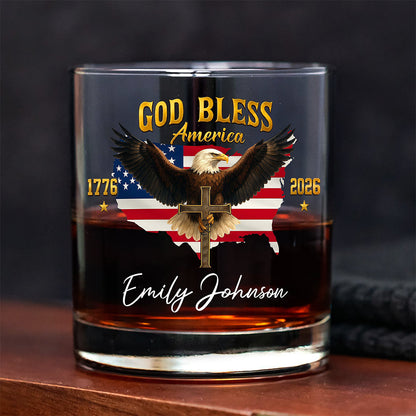God Bless the USA - Personalized 250th Anniversary Eagle Whiskey Glass