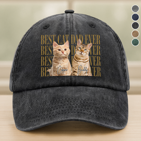 Personalized Cat Dad Photo Baseball Cap for Dad with personalized design details for meaningful gifting