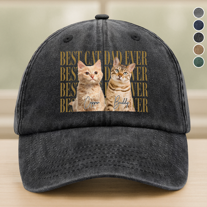 Personalized Cat Dad Photo Baseball Cap for Dad with personalized design details for meaningful gifting