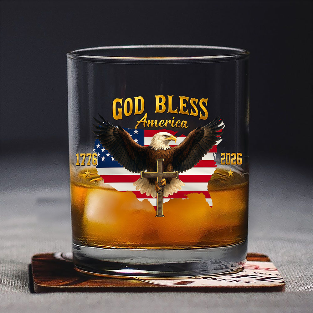 God Bless the USA - Personalized 250th Anniversary Eagle Whiskey Glass