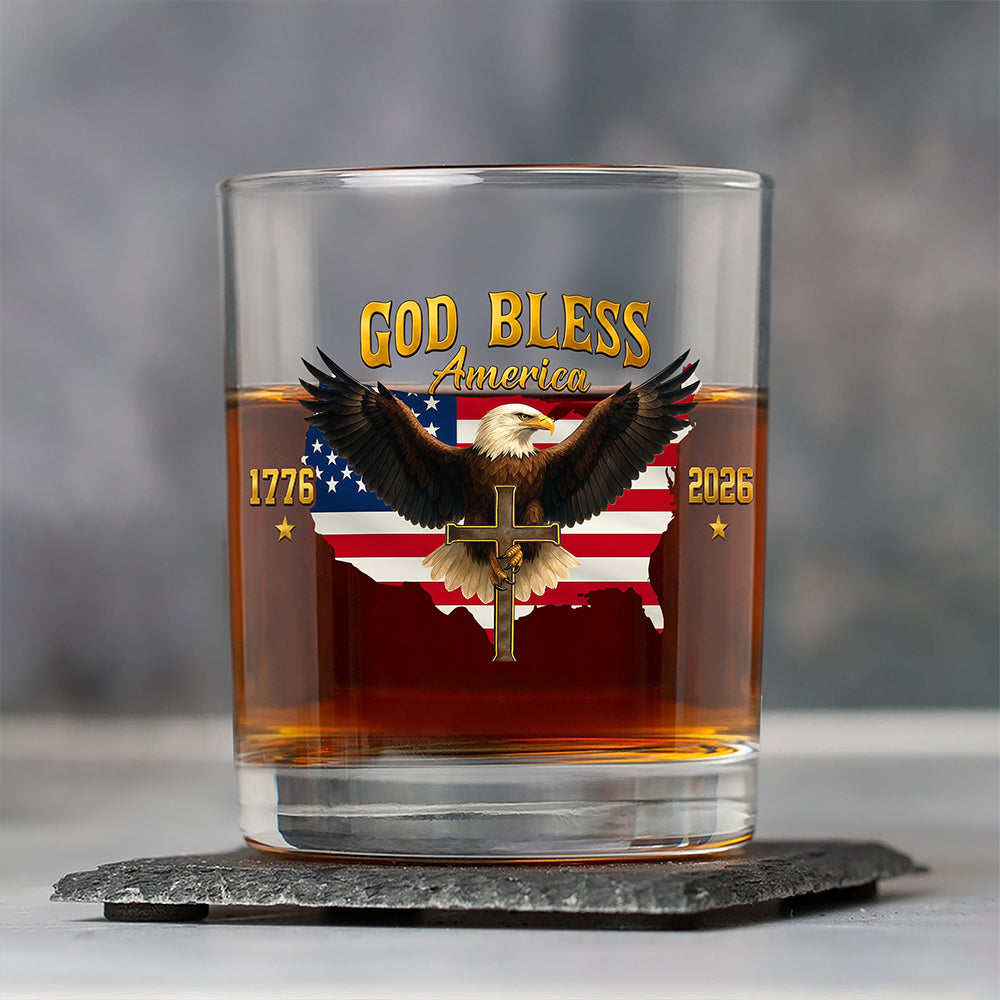 God Bless the USA - Personalized 250th Anniversary Eagle Whiskey Glass