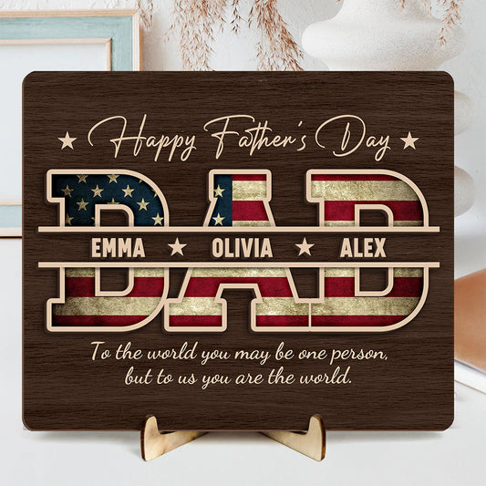 Personalized Father's Day Wooden Plaque for Dad with personalized design details for meaningful gifting